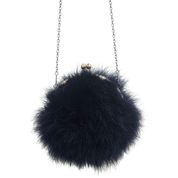 Power Of Love Feather Purse In Navy windsorstore - Picture 5 of 11